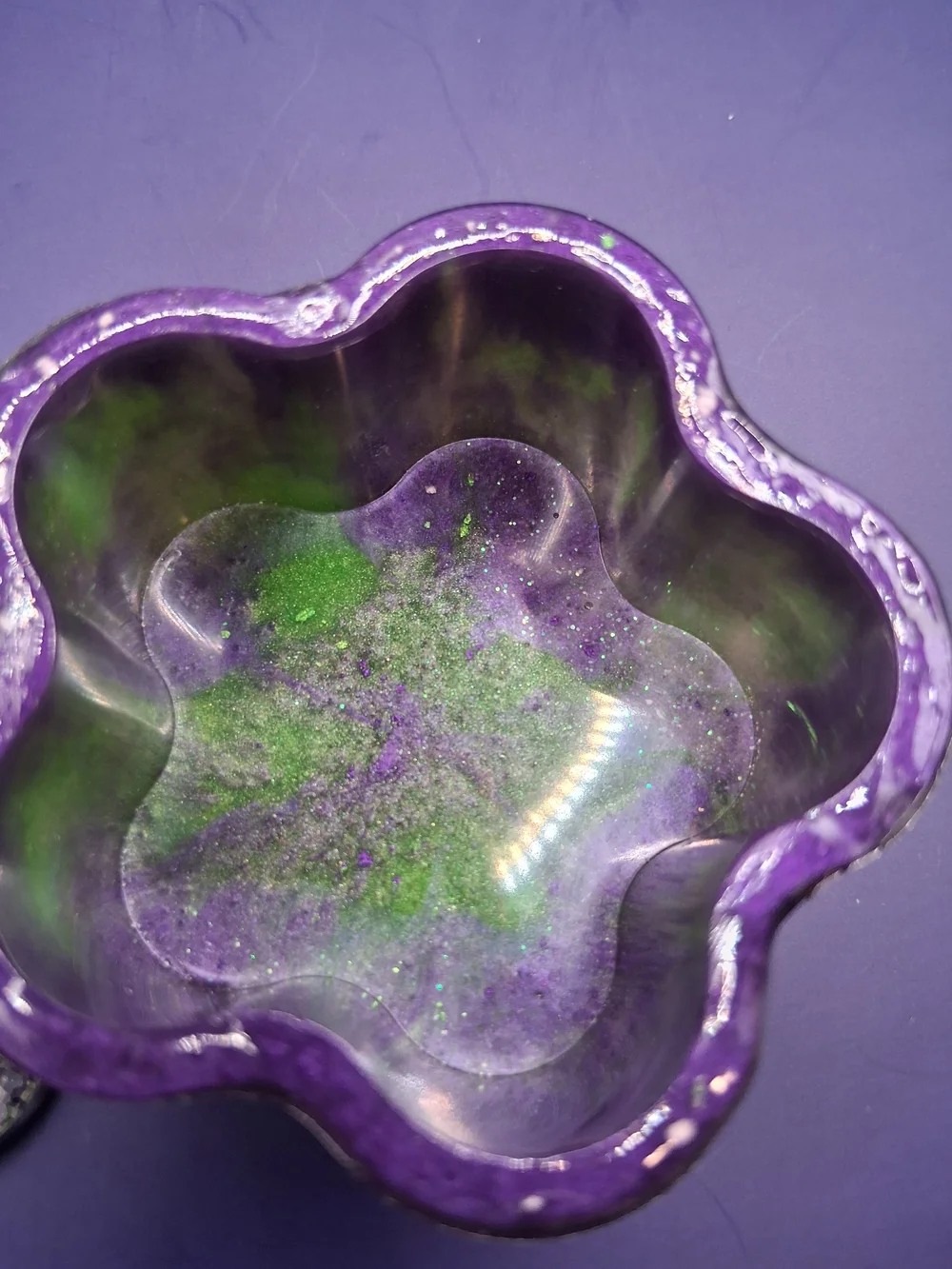Purple and Green Flower Trinket Box